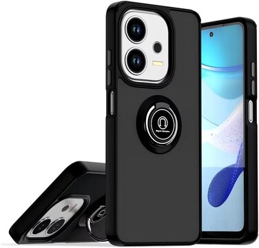 Oppo A40 Case/Oppo A3X Case/Oppo A3 Case Flexible Silicone Case, Camera Protection Thin Translucent Shockproof Matte Back Cover with 360 rotational Magnetic Ring Holder (Black)