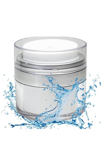 Cosmetic Cream Jar, 2 Pack 1.7 oz Airless Pump Jars Empty Acrylic Emulsions Containers with Pump, Refillable Travel Lotion Jar Bottle With Lid for Thick Moisturizer, Skincare Cream, White