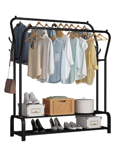 Clothes Organizer And Metal Stand Black 130*33*148cm