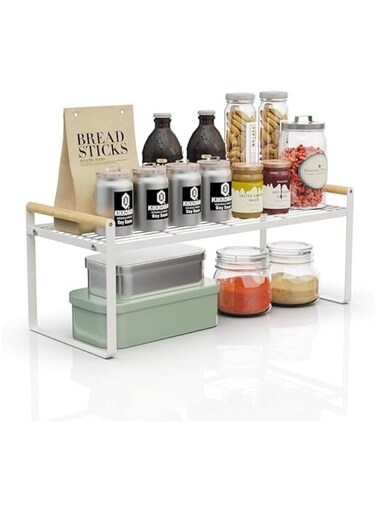 Kitchen Cabinet Pantry Shelf,Metal Cupboard Stand Spice Rack Organizer,Counter Shelf Organizer,Cabinet Pantry Shelf,Stackable Countertop Organization and Storage For Kitchen Bathroom Office