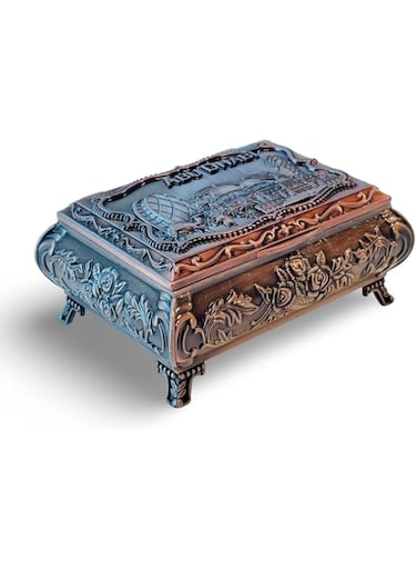 LUKADAH Abu Dubai City Carved Embossed Sourvenir Vintage Treasure Box Exquisite Trinket Storage Case, Figurine Jewelry Storage Home Decor Table Decor Festival Gift Ornaments Metal Craft (Bronze)