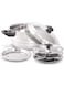 KSJONE Stainless Steel 5 pcs Multi Kadai (Induction Friendly) with Stainless Steel lid, 3 idli Plates (12 Idlis), 1 patra Plate, Silver