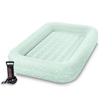 Kids Travel Bed Set with Hand Pump - Inflatable Portable Air Mattress for Kids Ages 3-6   Comfortable and Durable Travel Bed for Toddlers   Includes Carry Bag for Easy Storage and Transport