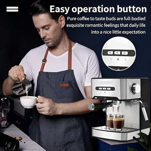 Espresso Coffee Machine With Milk Frother And Steamer with Pump Pressure Espresso Machine, Espresso Maker For Home Barista Or Office Latte Cappuccino Machine 1.6L 800W
