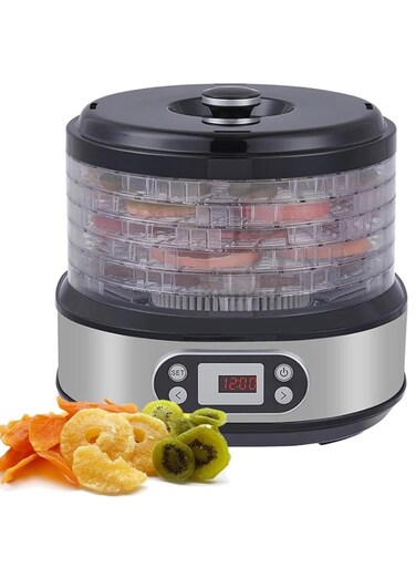 Sprintee Digital Food Dehydrator Steamer 450W with 5 Adjustable Trays, Food Dehydrator Adjustable Temperature and 30 Min to 72 Hours Timer Ideal for Fruit, Healthy Snacks, Vegetables, Meats & Chili