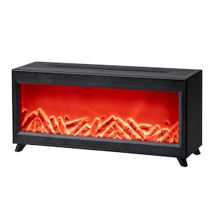 Fireplace Humidifier with Realistic Flame Effect - Wooden Box Design, Cool Mist Aroma Diffuser, Ultra-Quiet, LED Fireplace Humidifier for Home & Office
