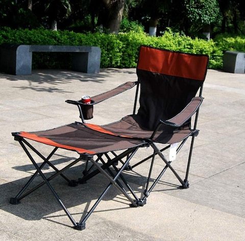 Buy Folding Camping Chair with Foot Rest Adjustable Reclining Chair with Headrest Cup Holder and Storage Bag Portable Lounge Chair for Camping Fishing Picnics and Outdoor Use Online Carrefour UAE