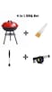 4 in 1 BBQ Grill Set Bundle Portable Charcoal BBQ Stand Grill with Lid, BBQ Brush, 5-Piece Grill Skewers and Handheld Blower Fan - Outdoor Camping Grilling and Winter Picnic