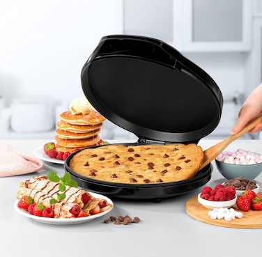 Multifunction Electric Pan, Cookie Maker &amp; Pizza Maker with Non-Stick Surface, Adjustable Temperature Control, Perfect for Baking, Grilling, Frying, and Cooking
