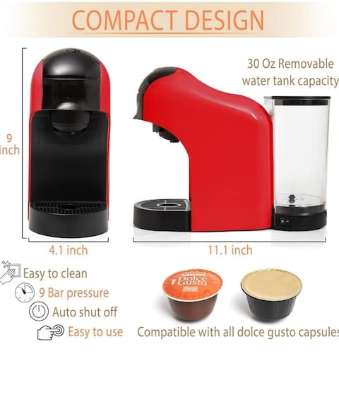 Dolce Gusto Coffee Machine - Hot/Cold Brew Capsule Espresso Maker, Compatible with Nespresso, 3 in 1 Capsule Coffee Machine for Nespresso, Dolce Gusto Coffee