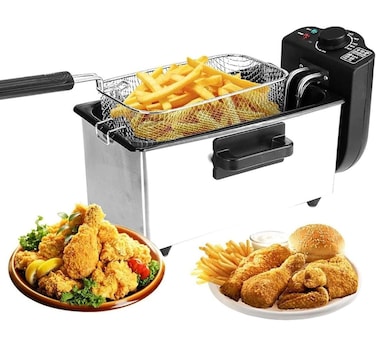 Deep Fryer with 5 Temperature Control, 3L Capacity, Stainless Steel Electric Fryer for Home Cooking, Adjustable Thermostat, and Detachable Basket