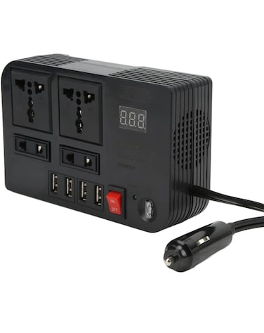 Sprintee Car Power Inverter DC 12V/24V to 220V AC 4 USB Fast Charging Ports & 2 Universal Sockets   Portable Power Converter for Vehicles