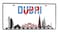 License Plate Home Decor of Glorious Dubai City with Burj Al Arab, Burj Khalifa, The Atlantis Metal Sign with Dubai Logo