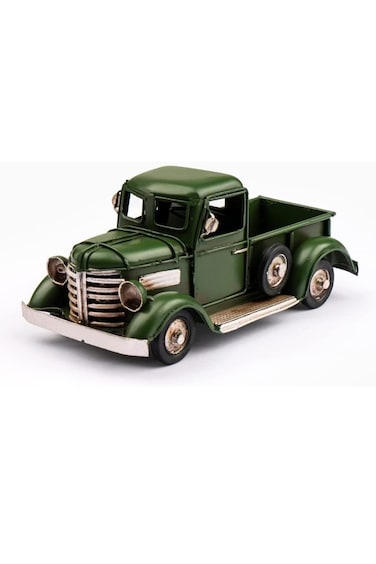 Vintage Pickup Truck Model - Retro Old Fashioned Metal D&eacute;cor Nostalgic Farmhouse Style Collectible for Home, Office, and Garden Decoration