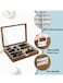 8 Slot Handmade Leather Sunglasses Storage Box with Clear Acrylic Glass Window, Elegant Display Case for Sunglasses &amp; Eyewear, Organizer with Soft Velvet Lining - Perfect for Home &amp; Travel
