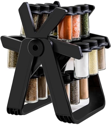 Rotating Spice Rack Organizer 360&deg; with 18 Jars - Space-Saving Revolving Seasoning Storage Stand for Kitchen Countertop