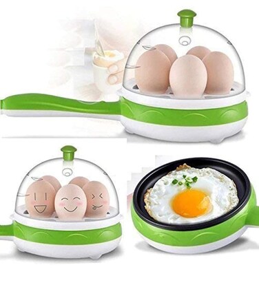 2 in 1 Egg Boiler and Frying Pan, Non-Stick Egg Steamer &amp; Roaster with Handle, Single Layer Omelette Maker, Perfect for Boiled, Poached Eggs &amp; More