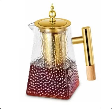 Traditional Arabic Glass Tea Pot &ndash; 750ml Stove-Top Safe Borosilicate Glass Kettle with Steel Handle and Elegant Arabic Design &ndash; Ideal for Tea, Coffee, and Gifting