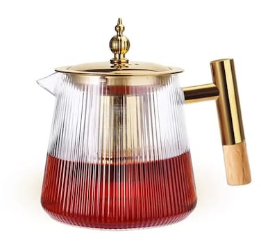 Traditional Arabic Glass Tea Pot &ndash; 750ml Heat-Resistant Stove-Top Safe Borosilicate Glass Infuser Kettle with Steel Handle and Elegant Arabic Design &ndash; Perfect for Tea, Coffee, and Gift