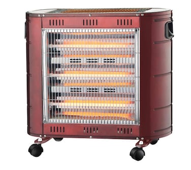 Quartz Room Heater with 5 Heating Elements - 2400W Power, Adjustable Heat Control, Safety Grill, and Caster Wheels for Easy Mobility