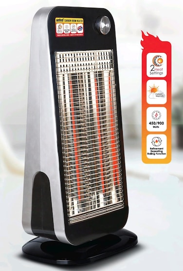 Carbon Heater with Wide Angle Oscillation - Adjustable Heating Power 450W/900W, Portable Indoor Space Heater for Home &amp; Office