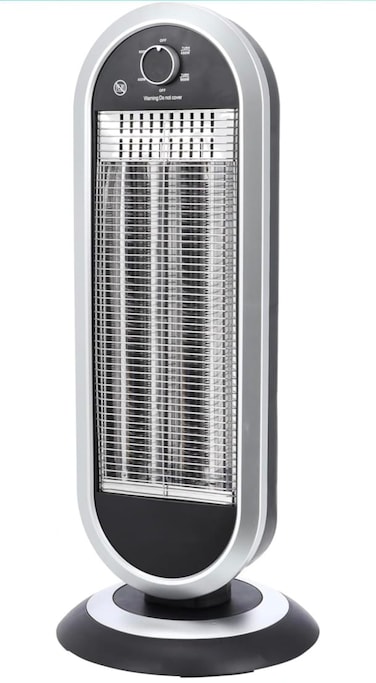 Carbon Heater with Wide-Angle Oscillation - 2 Heat Settings 450W/900W, Safety Mesh Grill, Power Control Knob, Energy-Efficient Portable Room Heater