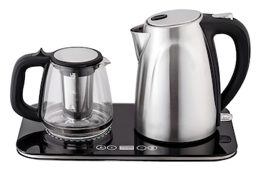 Vintax 2 In 1 Digital Tea Maker Kettle 2L Kettle &amp; 1L Tea Pot Stainless Steel Filter Temperature Adjusting, Boil Dry Protection 2200W Control Tea Maker Black &amp; Silver