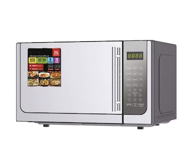 Microwave Oven with Grill 25L   Digital Display, Mirror Finish Glass Door   10 Power Levels, 8 Cooking Functions   900W Countertop Microwave for Reheating, Grilling &amp; Baking