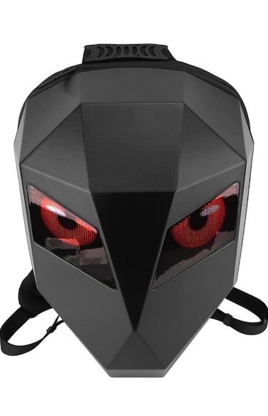 LED Motorcycle Backpack for Men With LED Screen Display - Pixel Art Text, Picture, GIF Animation - Waterproof 3D Hard Shell - Knight Helmet Bag - Black