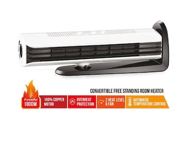 Room Heater with Dual Position 1800W, Overheat Protection, 2 Heat Levels &amp; Fan, Automatic Temperature Control for Home &amp; Office