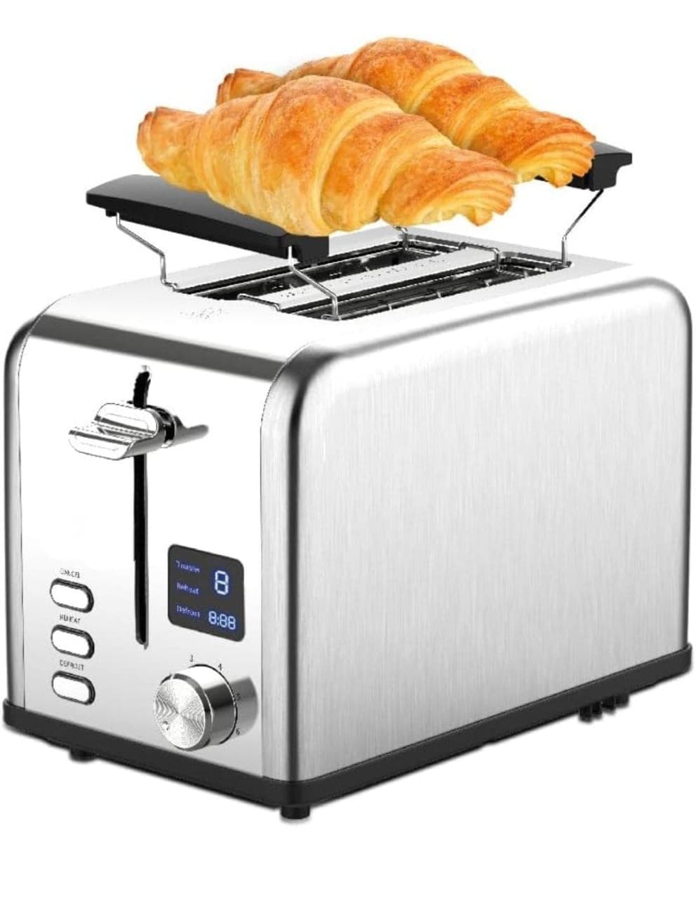 Buy Bread Toaster 2 Slice with Bun Warmer, 1050W - Stainless Steel ...
