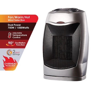 Portable Room Heater with 3 Wind Modes Fan/Warm/Hot, Dual Power Settings, Adjustable Temperature, 90&deg; Oscillation, Overheat Protection - Ideal for Home &amp; Office