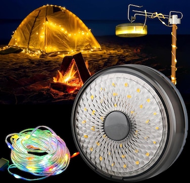 Multifunction Outdoor Camping Light with Handle &ndash; 10m Long Cord, USB Type-C &amp; USB Output, Portable LED Lantern for Camping, Hiking, Emergency &amp; Outdoor Use