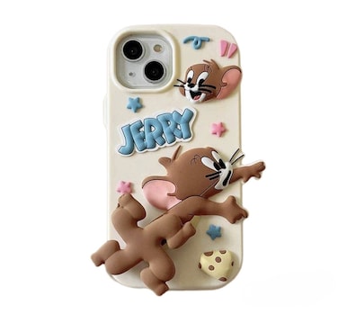 Classy Case iPhone 14/15 Pro Max Case Cover Tom and Jerry, Jerry Running Motion Spinner Design, Shockproof Protective Cover, Slim Fit Cartoon Case