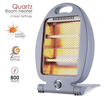 Quartz Room Heater 800W with 2 Heat Settings, Instant Warmth, Portable Design for Home and Office Heating - Ideal for Cold Seasons