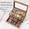 Luxury 12-Slot Watch Box and Jewelry Organizer   Solid Walnut Wood Storage with Glass Display Lid &amp; Drawer for Watches,  Rings, Necklace &amp; Accessories