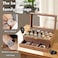 Luxury 12-Slot Watch Box and Jewelry Organizer   Solid Walnut Wood Storage with Glass Display Lid &amp; Drawer for Watches,  Rings, Necklace &amp; Accessories