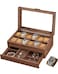 Luxury 12-Slot Watch Box and Jewelry Organizer   Solid Walnut Wood Storage with Glass Display Lid &amp; Drawer for Watches,  Rings, Necklace &amp; Accessories