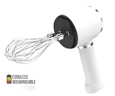 Cordless Rechargeable Hand Mixer, Hand Blender 1500W Electric Mixer with 3 Speed Control,Portable Kitchen Mixer with 2 Pairs of Stainless Steel  Baking, Whipping &amp; Mixing