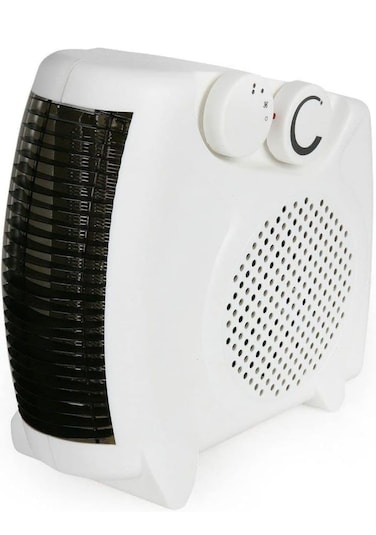 Portable Fan Heater with Overheat Protection, Adjustable Thermostat, 2 Heating Levels, Cool &amp; Warm Wind Modes, Automatic Safety Shut-Off, and Power Indicator Light for Home &amp; Office