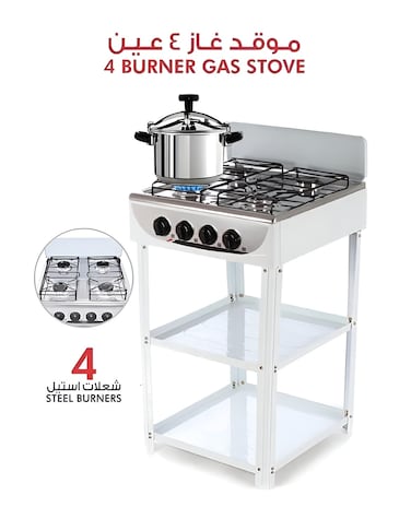 Dealio 4 Burner Gas Stove Stainless Steel, Gas Hob High-Efficiency Cooktop with Safety Features, Easy to Clean, Perfect for Camping, Home Cooking, and Outdoor Use