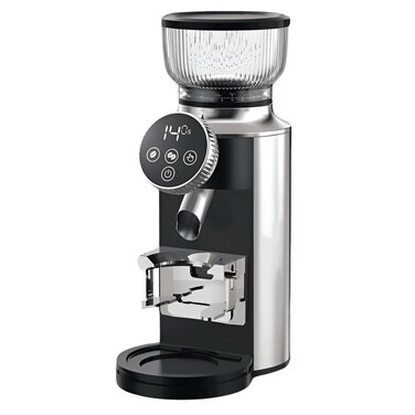 Stainless Steel Digital Burr Coffee Grinder with 30 Grind Settings, LED Control Panel, Portafilter Cradle for Espresso, Mocha, French Press, and More