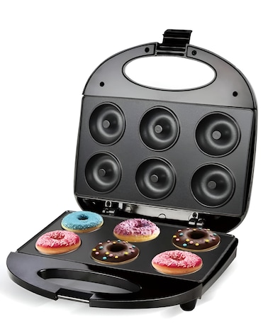 Electric Donut Maker Machine 6-Slot Non Stick Donut Press 750W Fast Heating, Easy to Clean, Breakfast Treats &amp; Desserts