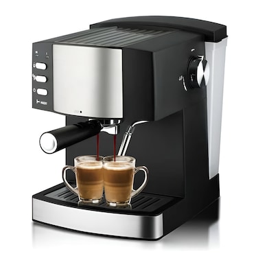 All in One Automatic Coffee Maker with 850W 1.6L, Espresso Latte Macchiato Cappuccino Maker with Water Tank, Brewing Cycle and Removable Drip Tray