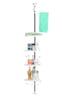 Kitchen Desk Bathroom Corner Rack, Caddy, Stand With 4 Tier Telescopic Adjustable Organiser No Drilling With Reusable Large Wall Storage For Bathroom & Kitchen