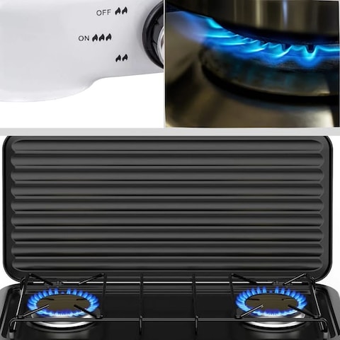 Generic Portable 2 Burner Gas Stove with Cover for Outdoor Camping & Garden Party Cooking Stove, Propane Gas Cooker with Windshield for BBQ, Tailgating, Picnic, and Outdoor Events