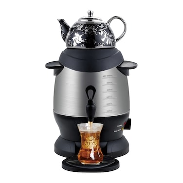 Electric Samovar Tea Maker White Ceramic Enamel Electric Kettle with Thermostat, 2.5L Water Kettle Perfect for Traditional Tea Brewing, Hot Water, and Beverage Preparation