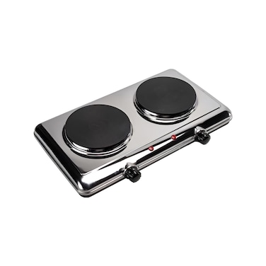 Electric Double Hot Plate Dual Burner Cooktop with Adjustable Temperature Control, Overheat Protection, and Portable Design for Home, Office, and Camping Use