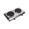 Electric Double Hot Plate Dual Burner Cooktop with Adjustable Temperature Control, Overheat Protection, and Portable Design for Home, Office, and Camping Use