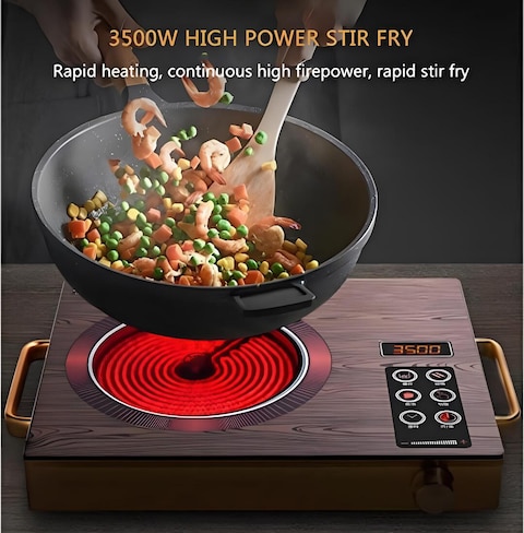 Generic Infrared Cooker Single Hot Plate with Digital Display Temperature AdjustmentLightweight, Portable,  Gold Aluminium Design
